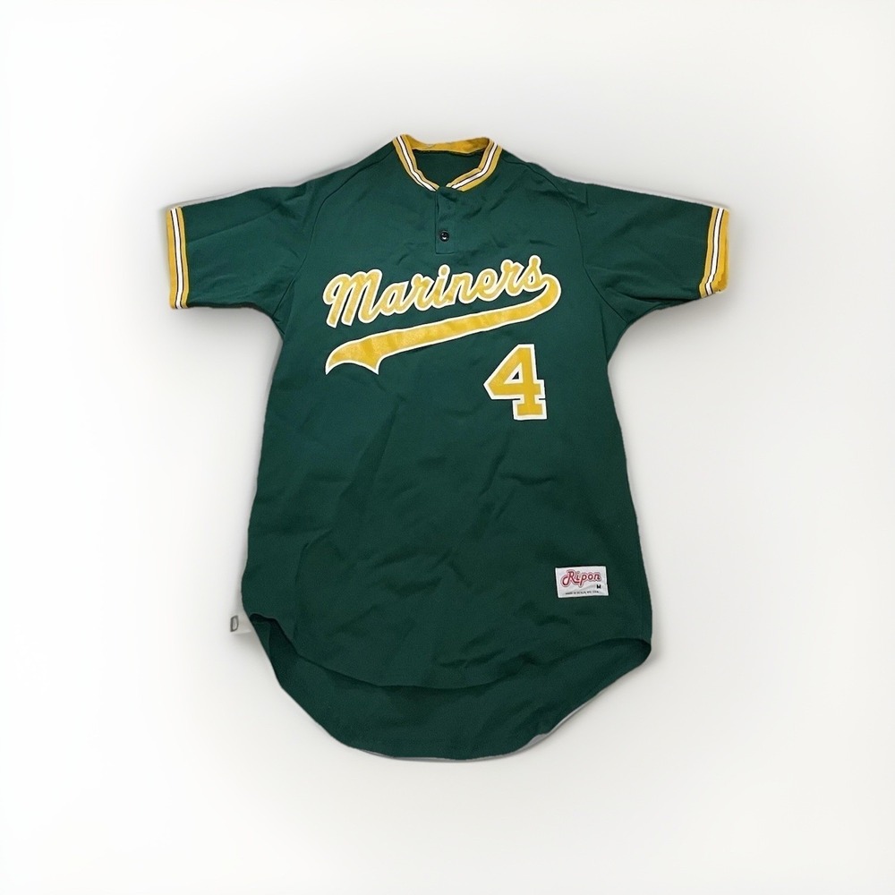 Mariners Vintage Ripon Green Yellow Stitched  Jersey M Medium Made In USA